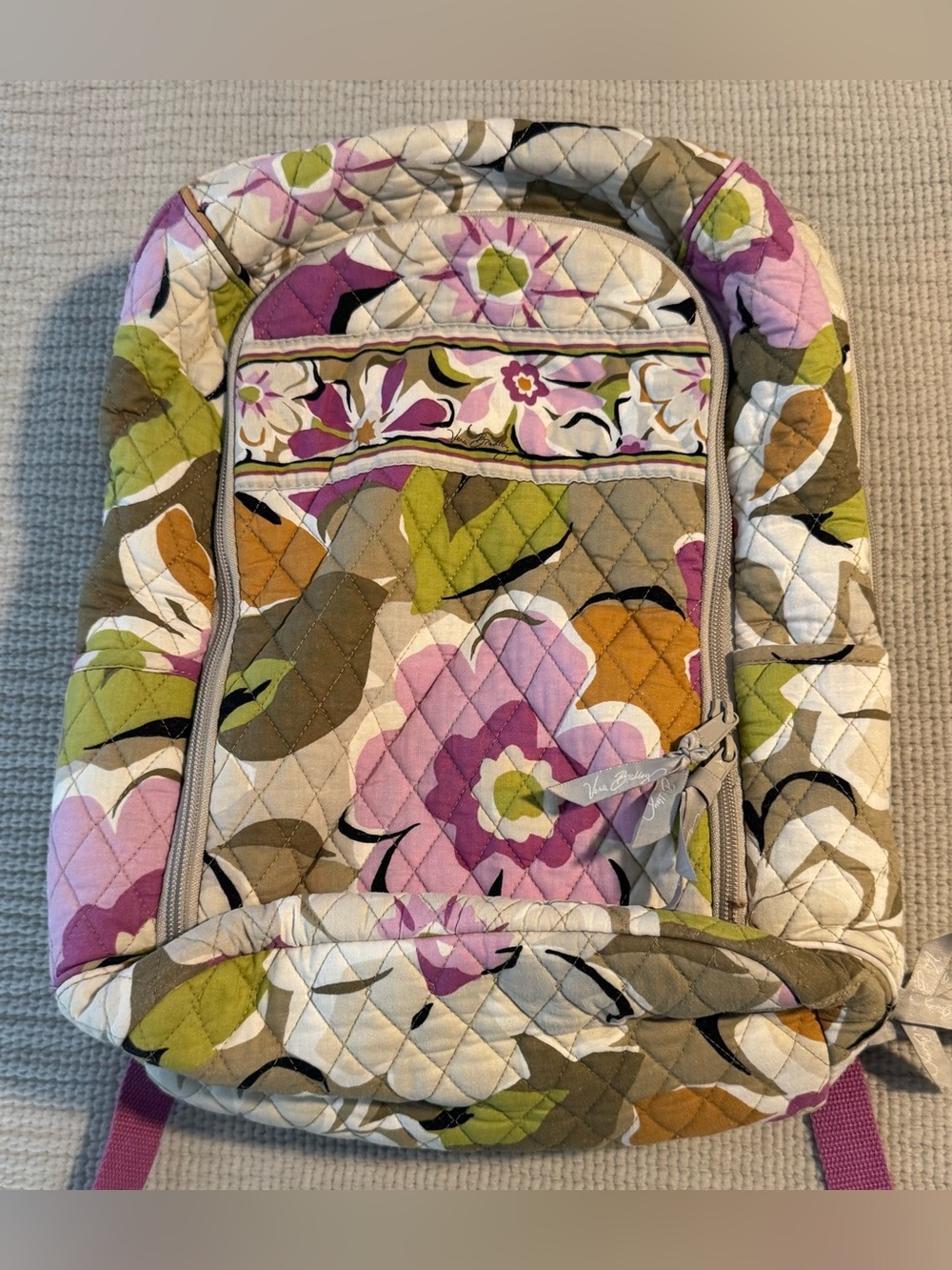 Vera Bradley Plum Petals Cotton Quilt Tech Backpack